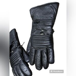 Vintage black leather moto gloove motorama medium